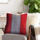20" Red And Blue Striped Cotton Blend Throw Pillow Cover - HomeRoots - Flyclothing LLC