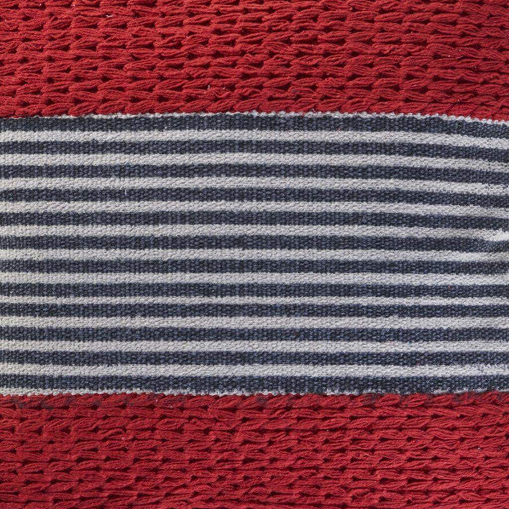20" Red And Blue Striped Cotton Blend Throw Pillow Cover - HomeRoots - Flyclothing LLC
