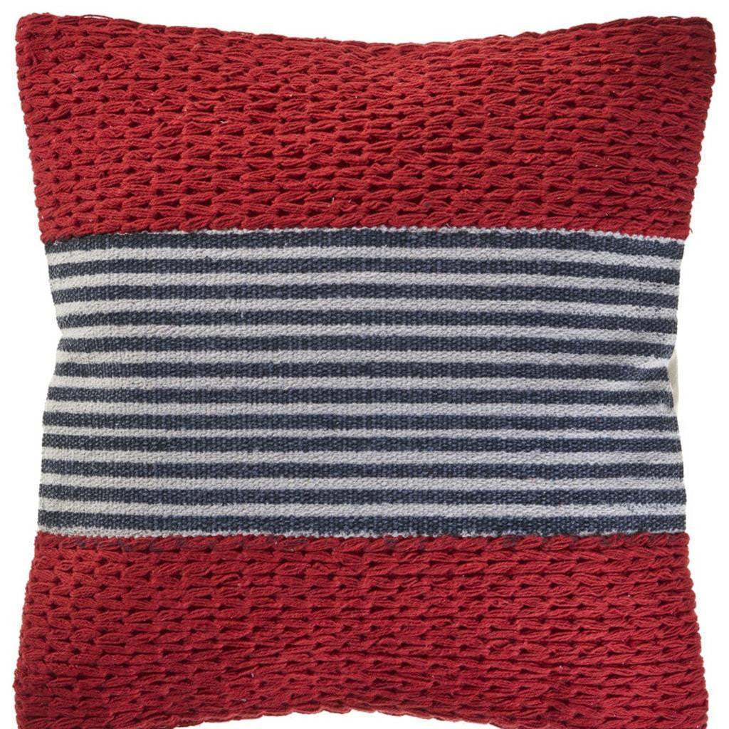20" Red And Blue Striped Cotton Blend Throw Pillow Cover - HomeRoots - Flyclothing LLC