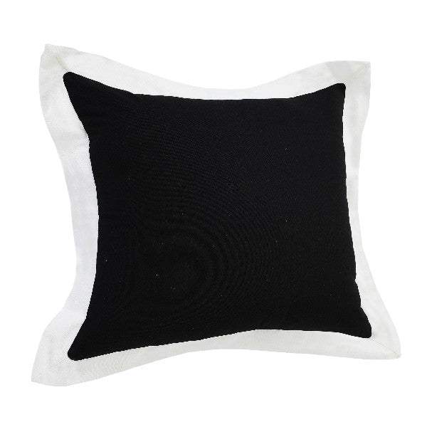 20" Black And White Color Block Cotton Throw Pillow Cover - HomeRoots - Flyclothing LLC
