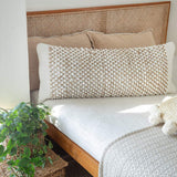 14" X 36" White And Beige Lumbar Geometric Cotton Blend Throw Pillow Cover with Texture - HomeRoots - Flyclothing LLC