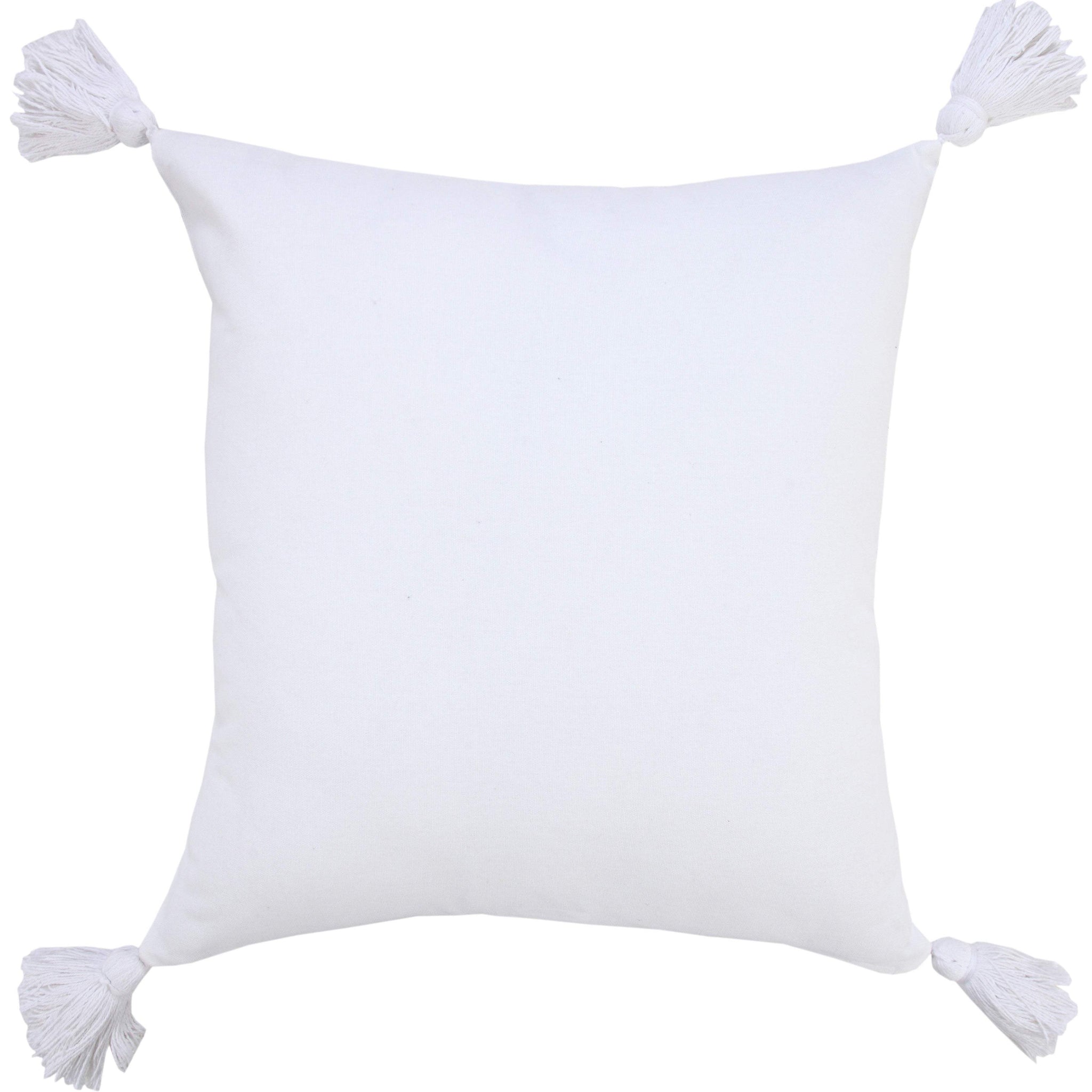 20" Gray And White Striped Cotton Throw Pillow Cover with Tassels - HomeRoots - Flyclothing LLC