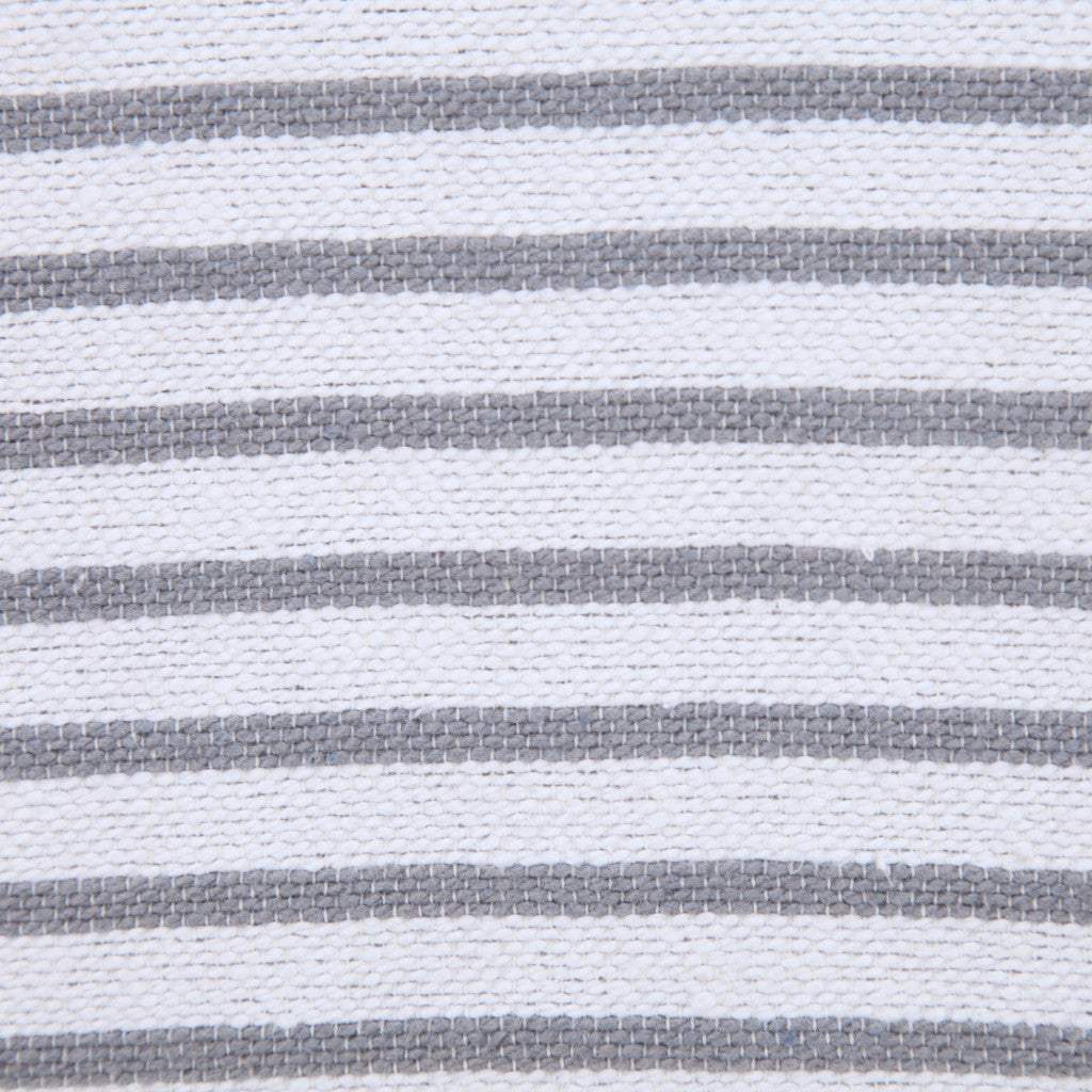 20" Gray And White Striped Cotton Throw Pillow Cover with Tassels - HomeRoots - Flyclothing LLC