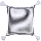 20" Black And White Striped Cotton Throw Pillow Cover with Tassels - HomeRoots - Flyclothing LLC