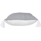 20" Black And White Striped Cotton Throw Pillow Cover with Tassels - HomeRoots - Flyclothing LLC