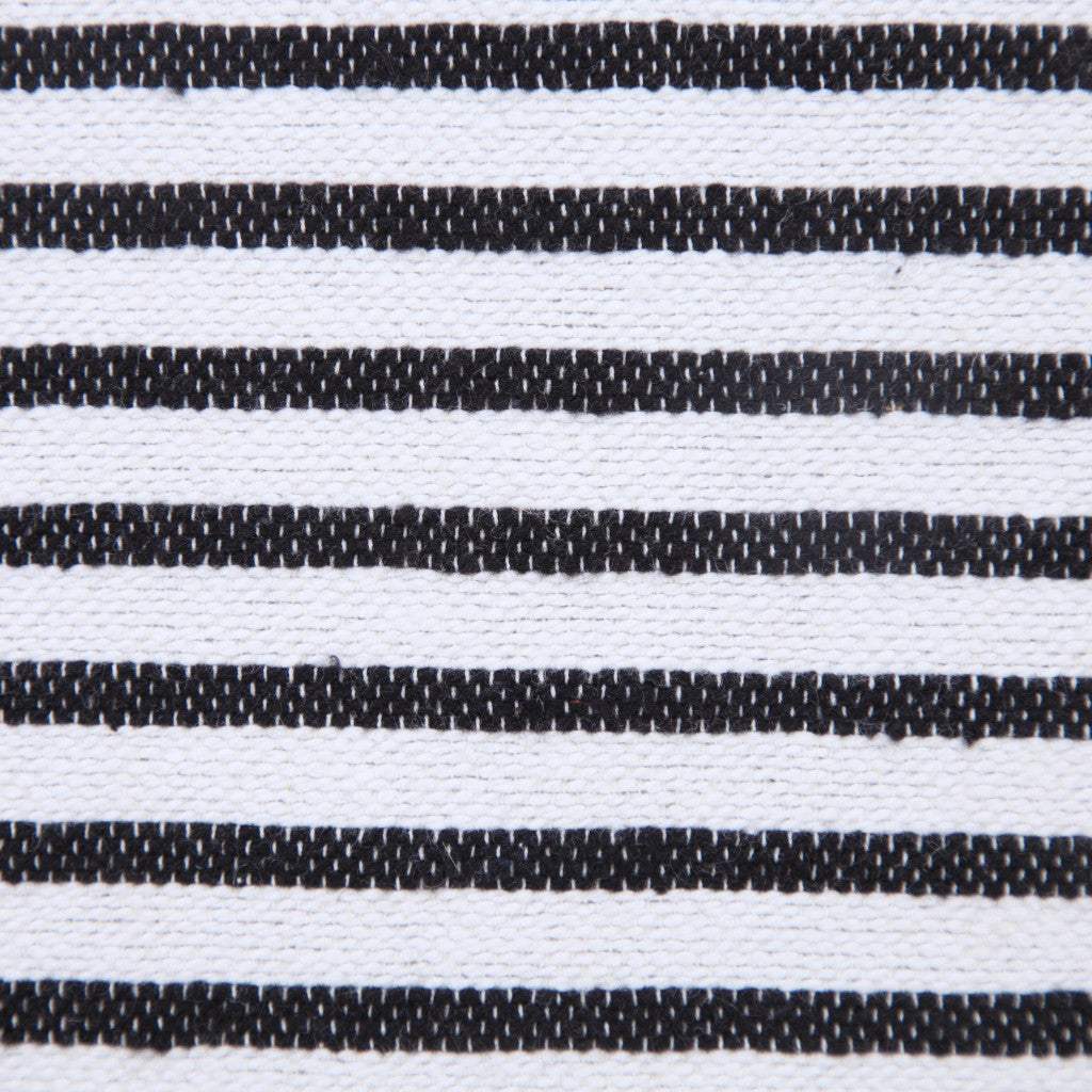 20" Black And White Striped Cotton Throw Pillow Cover with Tassels - HomeRoots - Flyclothing LLC