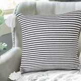 20" Black And White Striped Cotton Throw Pillow Cover with Tassels - HomeRoots - Flyclothing LLC
