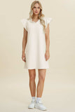 Double Take Full Size Ruffled V-Neck Cap Sleeve Dress - Trendsi - Flyclothing LLC