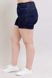 Judy Blue Full Size High Waist Heart Shaped Pkts & Red Contrast Thread Denim Shorts Plus Size - Trendsi - Flyclothing LLC