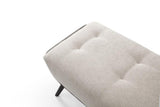 58" Beige Dark Gray and Black Tufted Faux Leather Fabric and Steel Upholstered Bench - HomeRoots - Flyclothing LLC