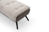 58" Beige Dark Gray and Black Tufted Faux Leather Fabric and Steel Upholstered Bench - HomeRoots - Flyclothing LLC
