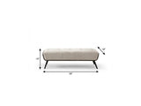 58" Beige Dark Gray and Black Tufted Faux Leather Fabric and Steel Upholstered Bench - HomeRoots - Flyclothing LLC