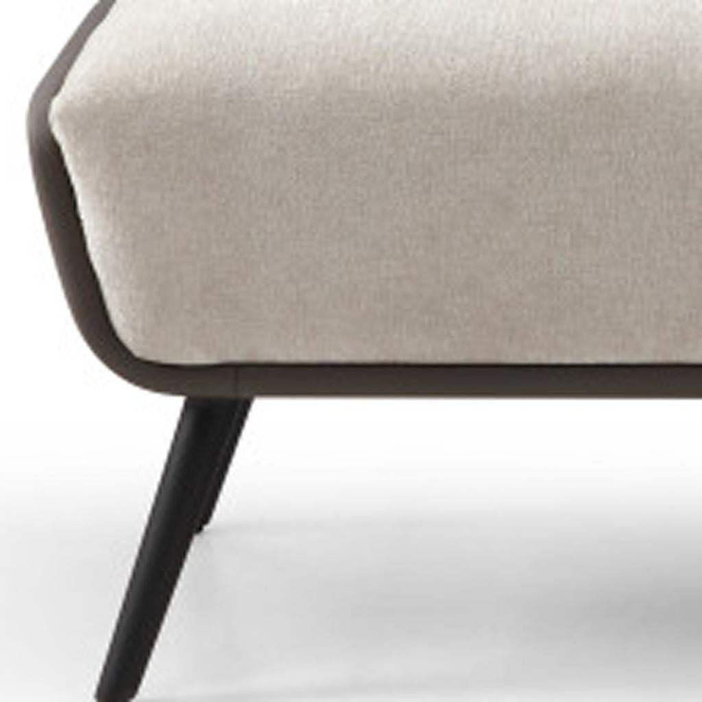 58" Beige Dark Gray and Black Tufted Faux Leather Fabric and Steel Upholstered Bench - HomeRoots - Flyclothing LLC
