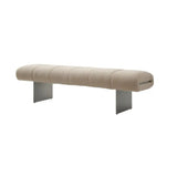 63" Beige and Nickel Boucle and Steel Upholstered Bench - Homeroots - Flyclothing LLC