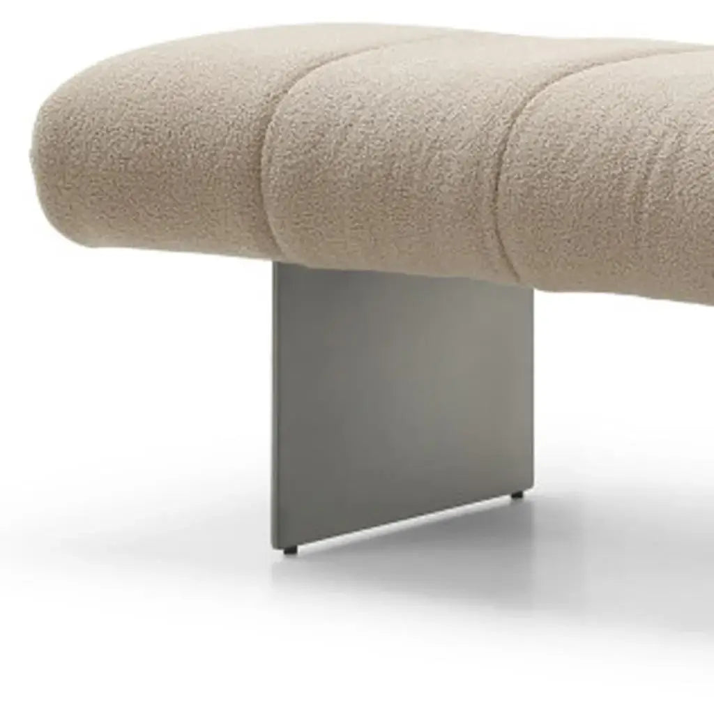 63" Beige and Nickel Boucle and Steel Upholstered Bench - Homeroots - Flyclothing LLC
