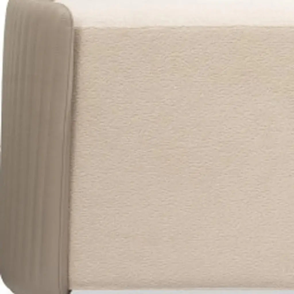 58" Taupe and Light Gray Boucle And Faux Leather Upholstered Bench - Homeroots - Flyclothing LLC