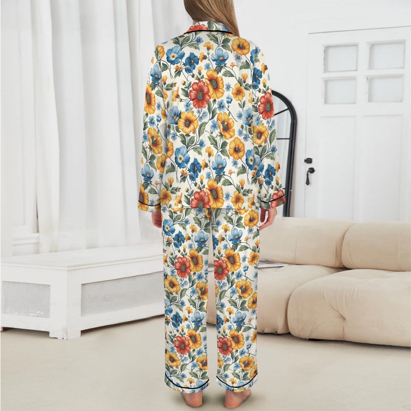 Baha Ranch Colores De Mexico Spring Florals Satin Pajamas