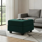 26" Green and Black Velvet Storage Ottoman - Homeroots - Flyclothing LLC