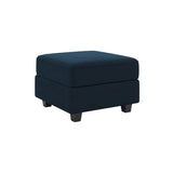 26" Blue and Black Velvet Storage Ottoman - Homeroots - Flyclothing LLC