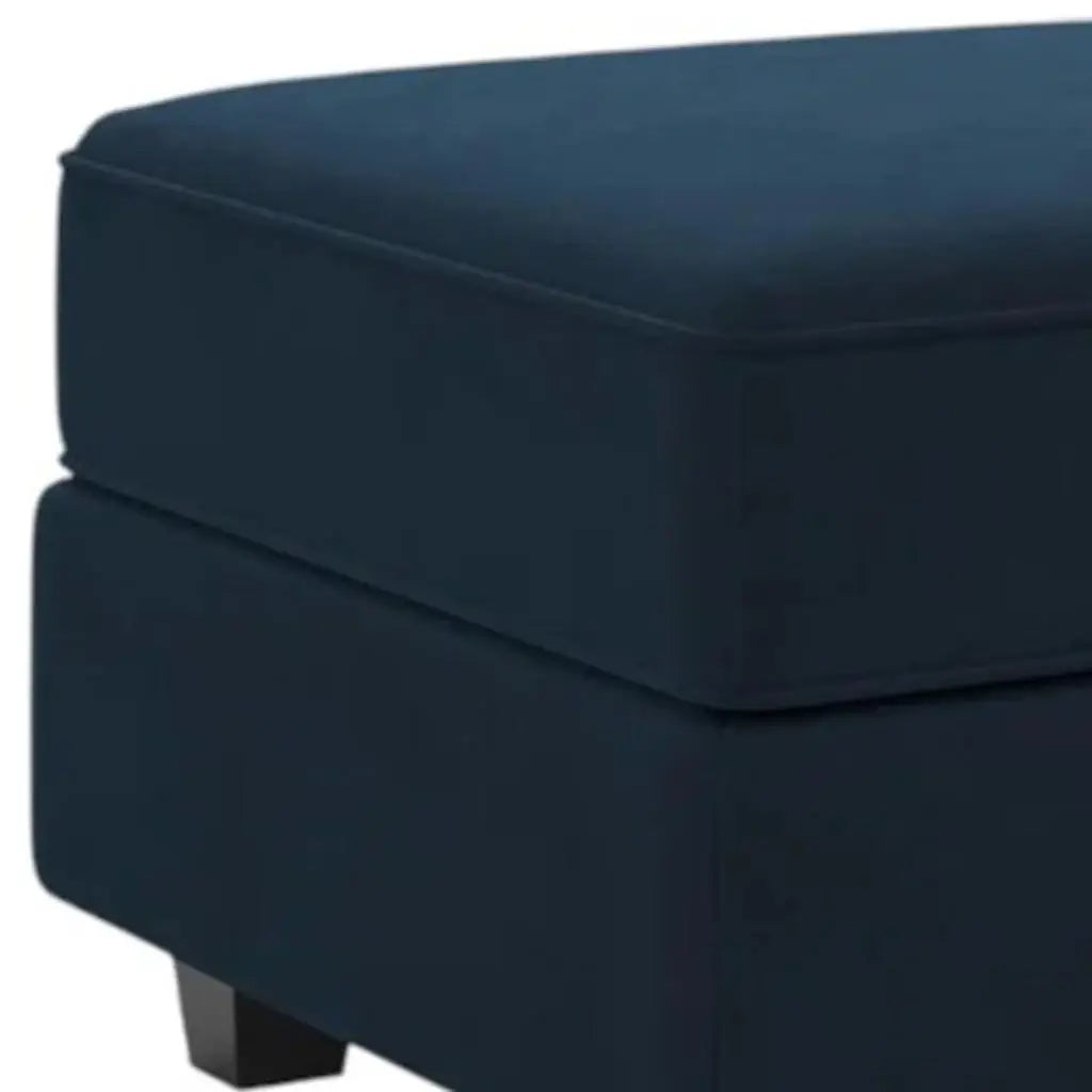 26" Blue and Black Velvet Storage Ottoman - Homeroots - Flyclothing LLC