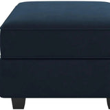 26" Blue and Black Velvet Storage Ottoman - Homeroots - Flyclothing LLC