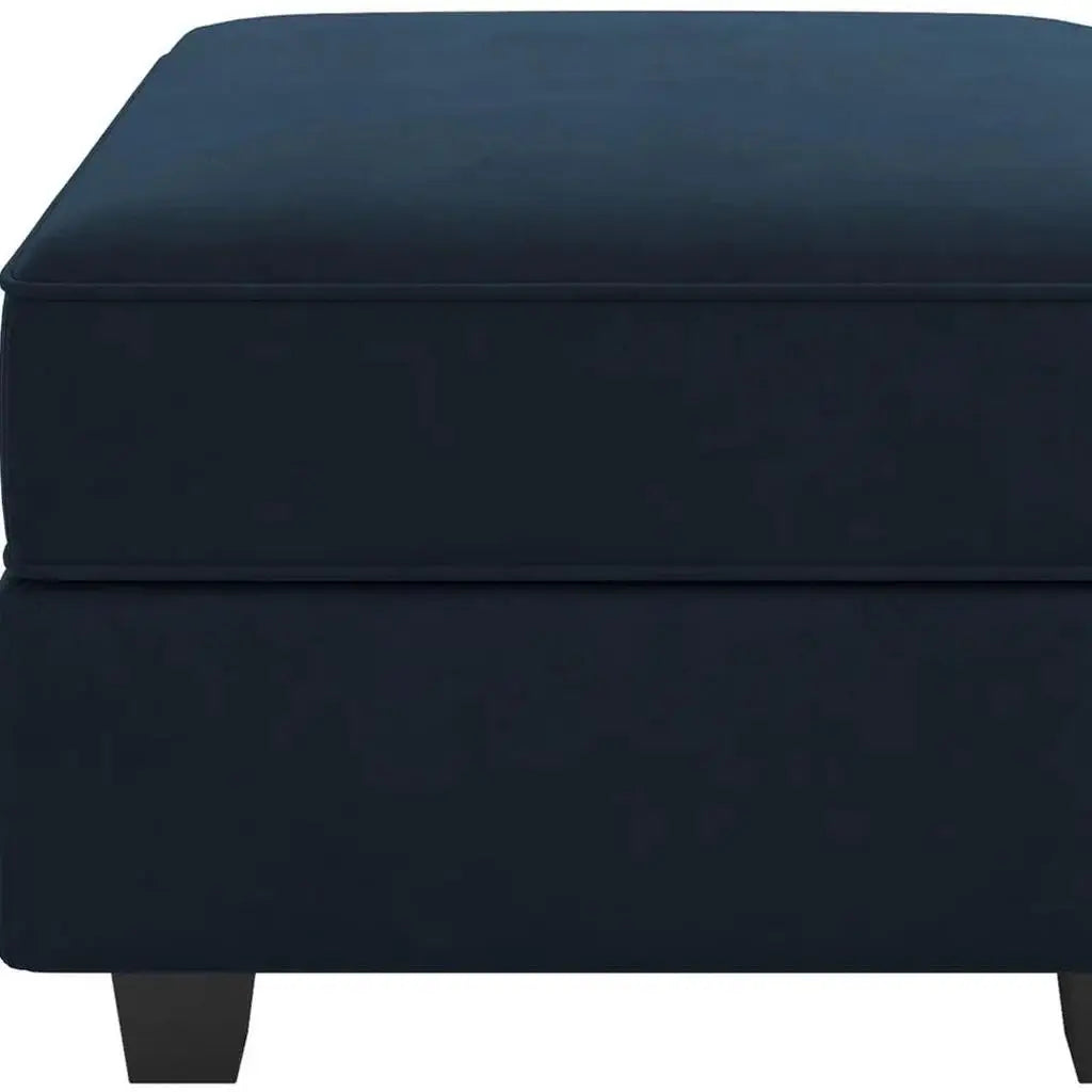 26" Blue and Black Velvet Storage Ottoman - Homeroots - Flyclothing LLC