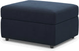 30" Blue and Black Velvet Storage Ottoman - Homeroots - Flyclothing LLC