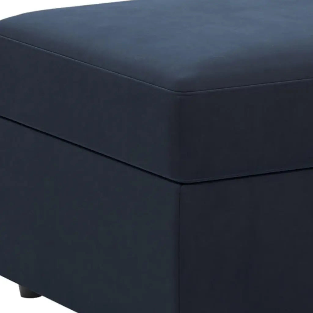 30" Blue and Black Velvet Storage Ottoman - Homeroots - Flyclothing LLC