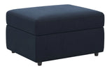 30" Blue and Black Velvet Storage Ottoman - Homeroots - Flyclothing LLC