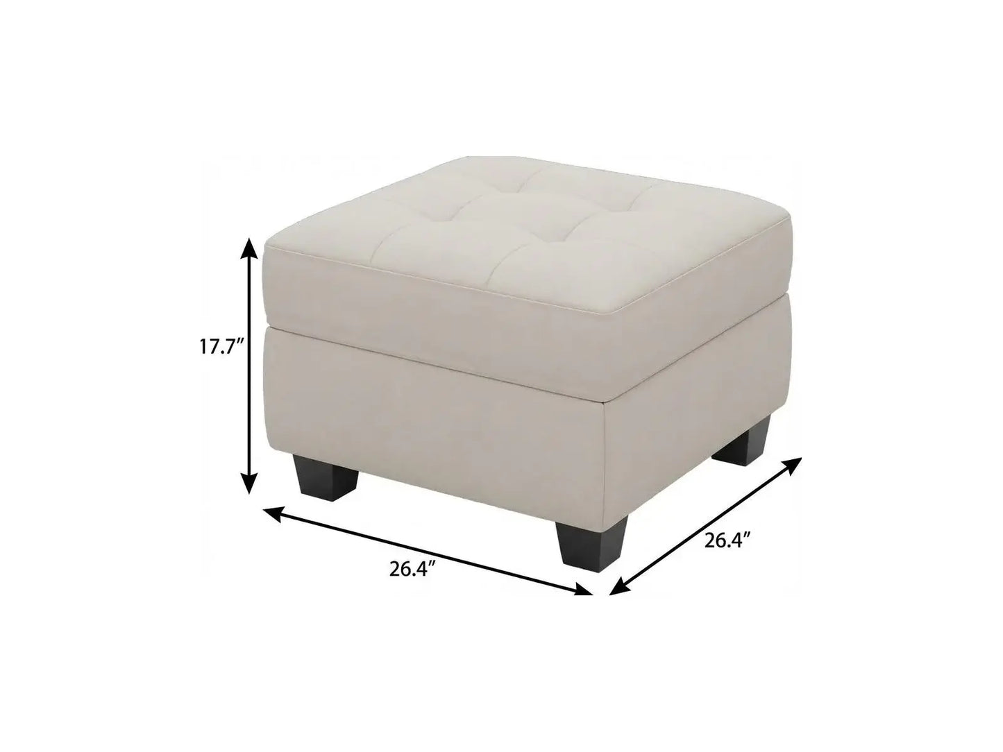 26" Beige and Black Velvet Tufted Storage Ottoman - Homeroots - Flyclothing LLC