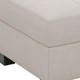 26" Beige and Black Velvet Tufted Storage Ottoman - Homeroots - Flyclothing LLC