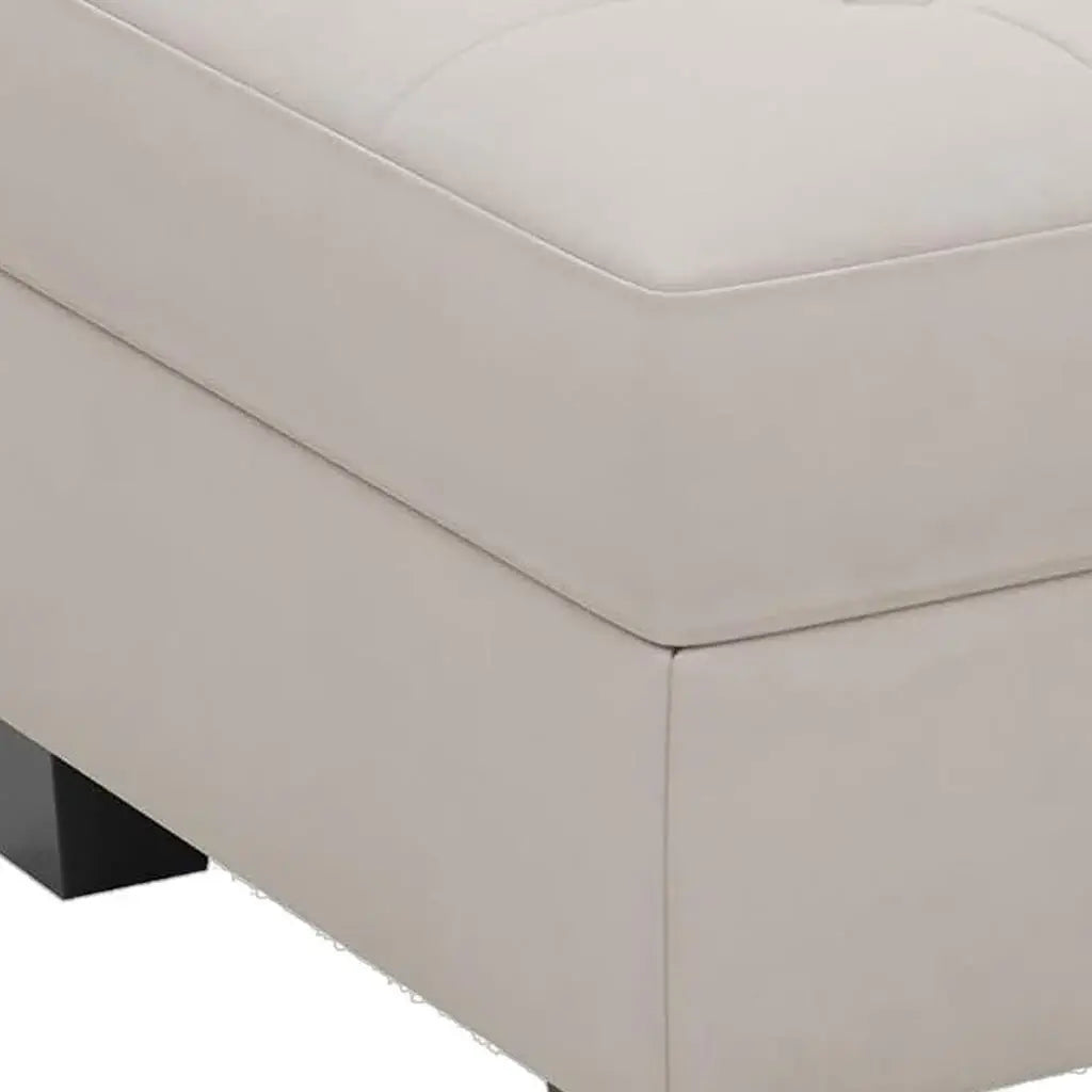 26" Beige and Black Velvet Tufted Storage Ottoman - Homeroots - Flyclothing LLC
