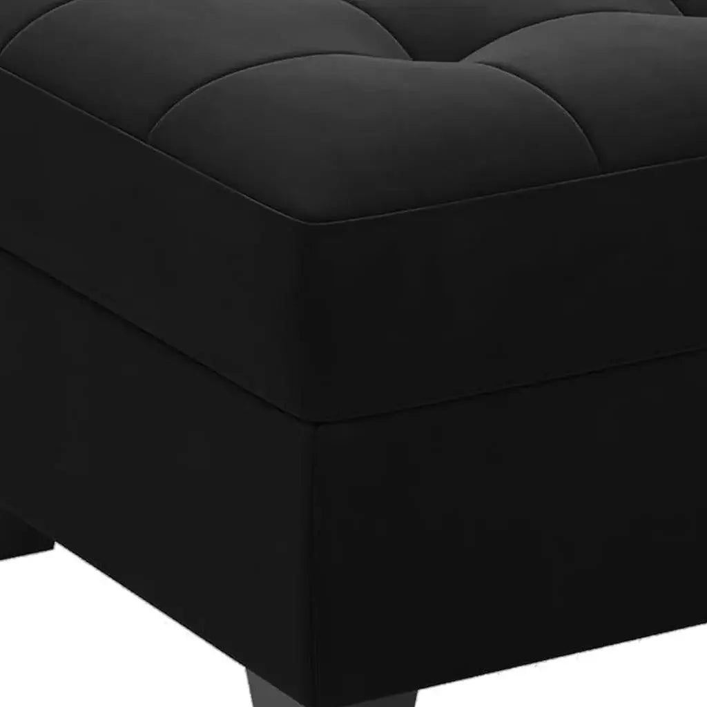 26" Black Velvet Tufted Storage Ottoman - Homeroots - Flyclothing LLC