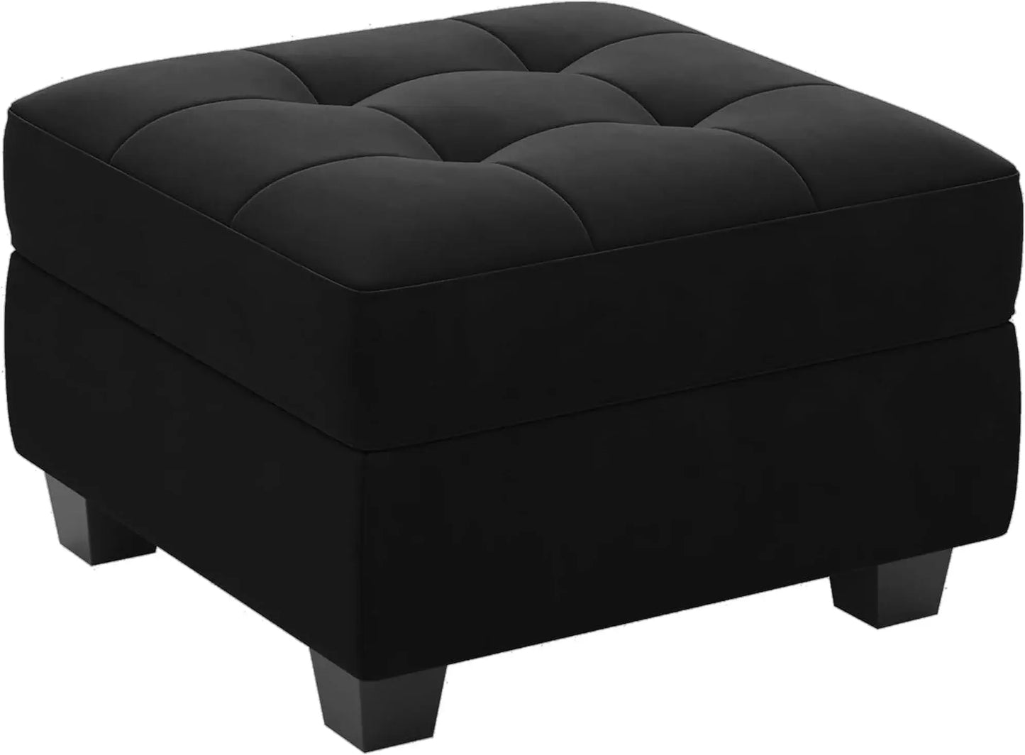 26" Black Velvet Tufted Storage Ottoman - Homeroots - Flyclothing LLC
