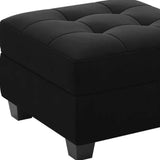 26" Black Velvet Tufted Storage Ottoman - Homeroots - Flyclothing LLC