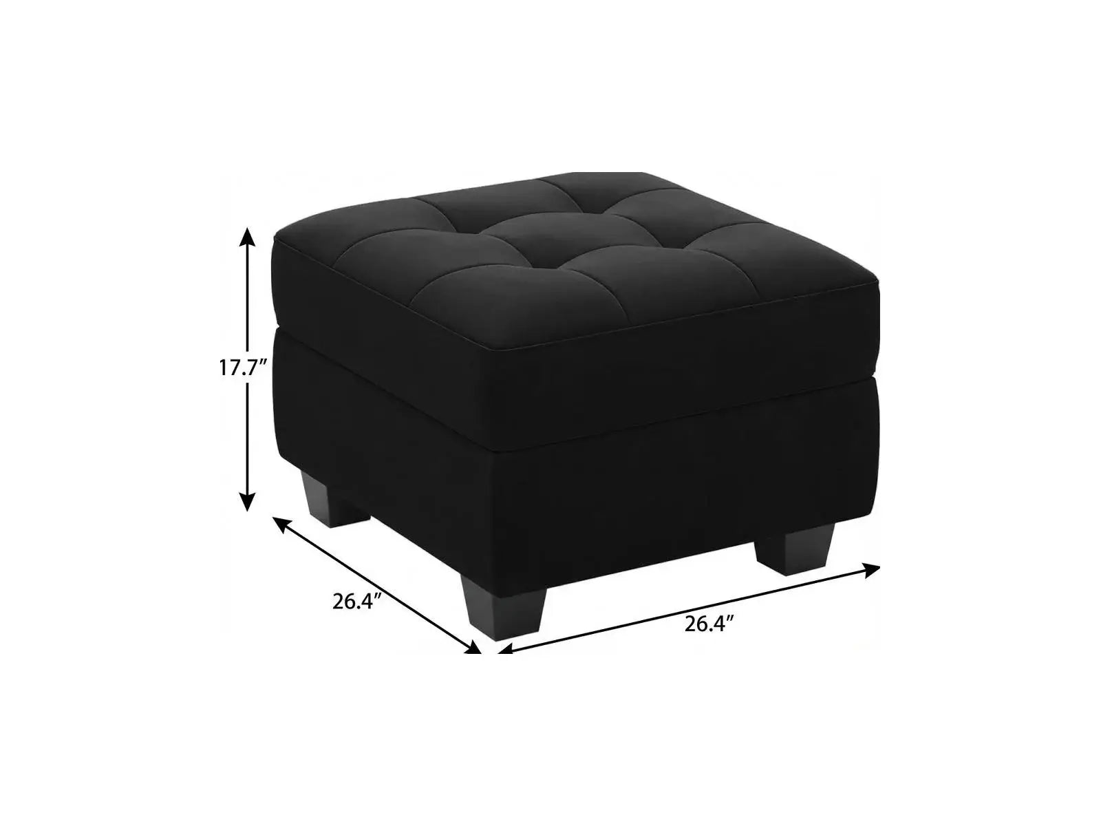 26" Black Velvet Tufted Storage Ottoman - Homeroots - Flyclothing LLC