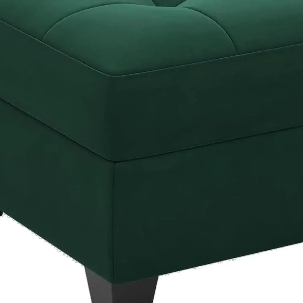 26" Green and Black Velvet Tufted Storage Ottoman - Homeroots - Flyclothing LLC