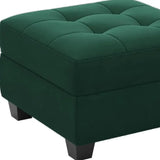 26" Green and Black Velvet Tufted Storage Ottoman - Homeroots - Flyclothing LLC