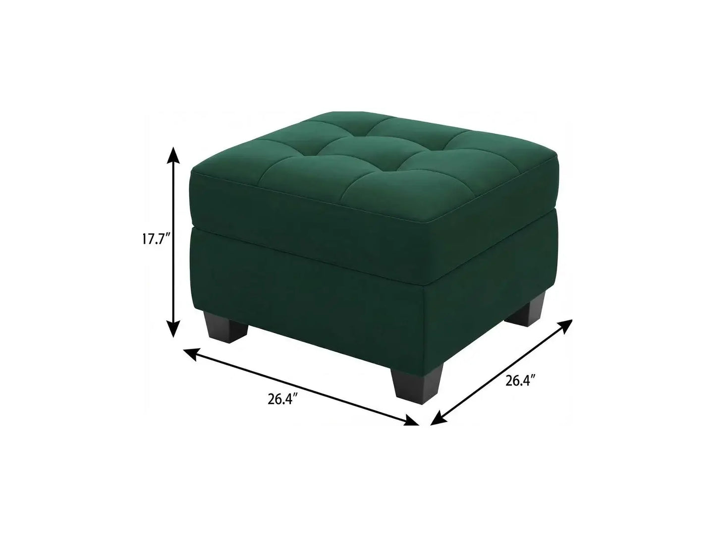 26" Green and Black Velvet Tufted Storage Ottoman - Homeroots - Flyclothing LLC