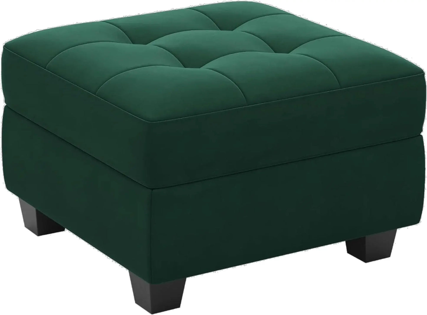 26" Green and Black Velvet Tufted Storage Ottoman - Homeroots - Flyclothing LLC
