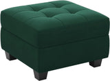 26" Green and Black Velvet Tufted Storage Ottoman - Homeroots - Flyclothing LLC