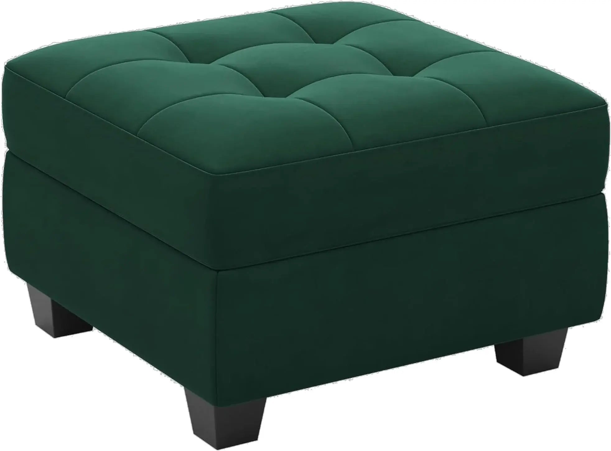 26" Green and Black Velvet Tufted Storage Ottoman - Homeroots - Flyclothing LLC