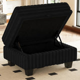 30" Black Faux Fur Storage Ottoman - Homeroots - Flyclothing LLC