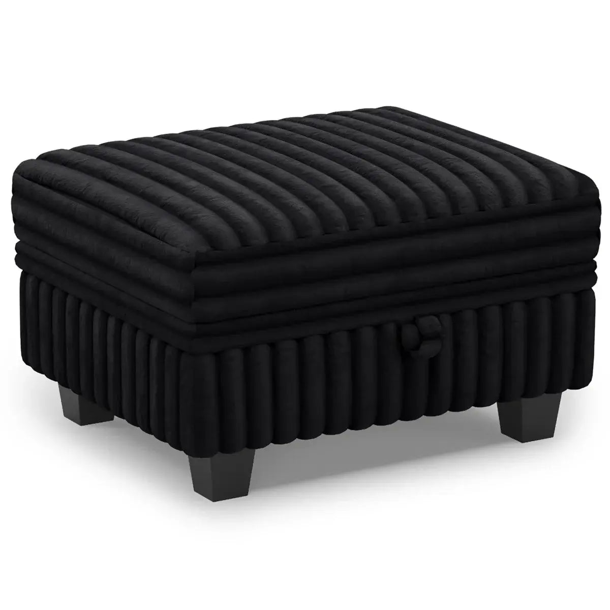 30" Black Faux Fur Storage Ottoman - Homeroots - Flyclothing LLC
