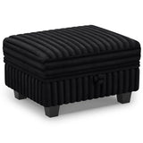 30" Black Faux Fur Storage Ottoman - Homeroots - Flyclothing LLC