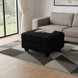 30" Black Faux Fur Storage Ottoman - Homeroots - Flyclothing LLC