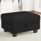 30" Black Faux Fur Storage Ottoman - Homeroots - Flyclothing LLC
