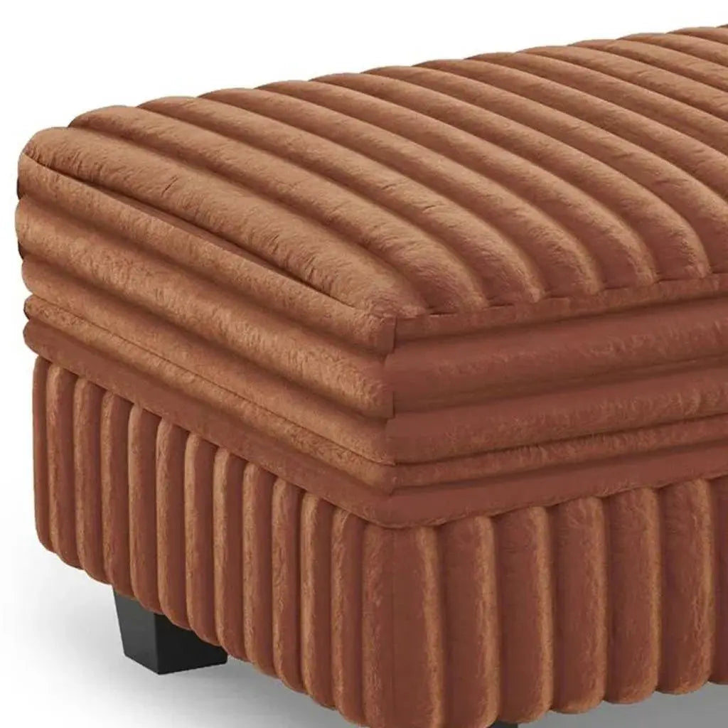 30" Brown and Black Faux Fur Storage Ottoman - Homeroots - Flyclothing LLC