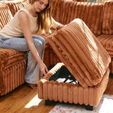 30" Brown and Black Faux Fur Storage Ottoman - Homeroots - Flyclothing LLC