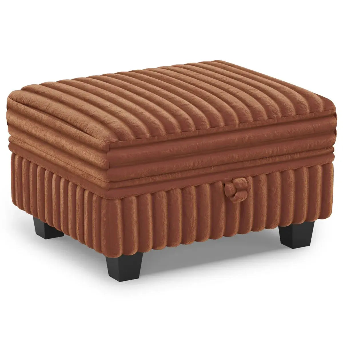 30" Brown and Black Faux Fur Storage Ottoman - Homeroots - Flyclothing LLC